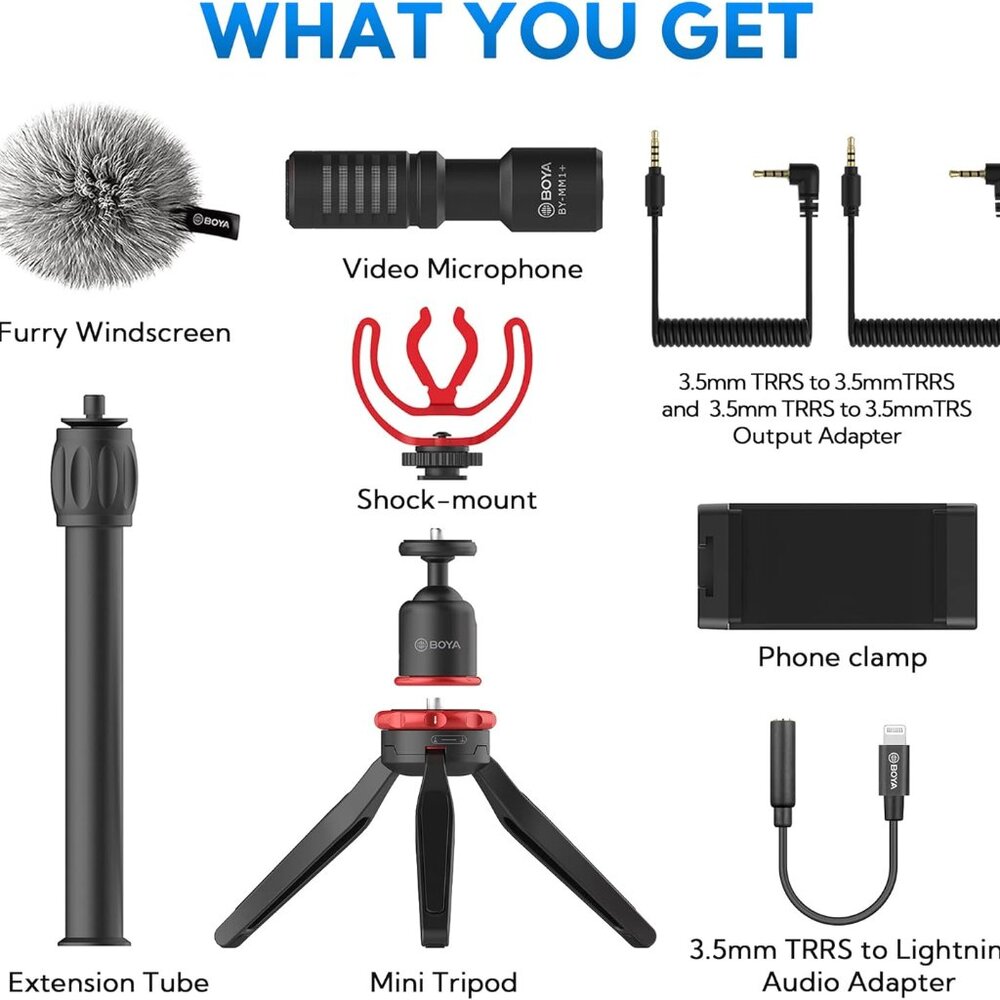 Microphone Smartphone Video Rig with Mini Tripod, Phone Grip, and Video